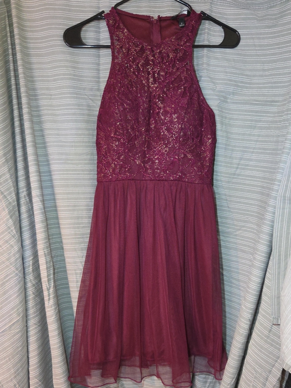 Burgundy Lace And Tulle Dress